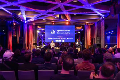 Foto der Awardverleihung der Splash Awards im Oktober 2025 im Palais Wertheim in Wien.